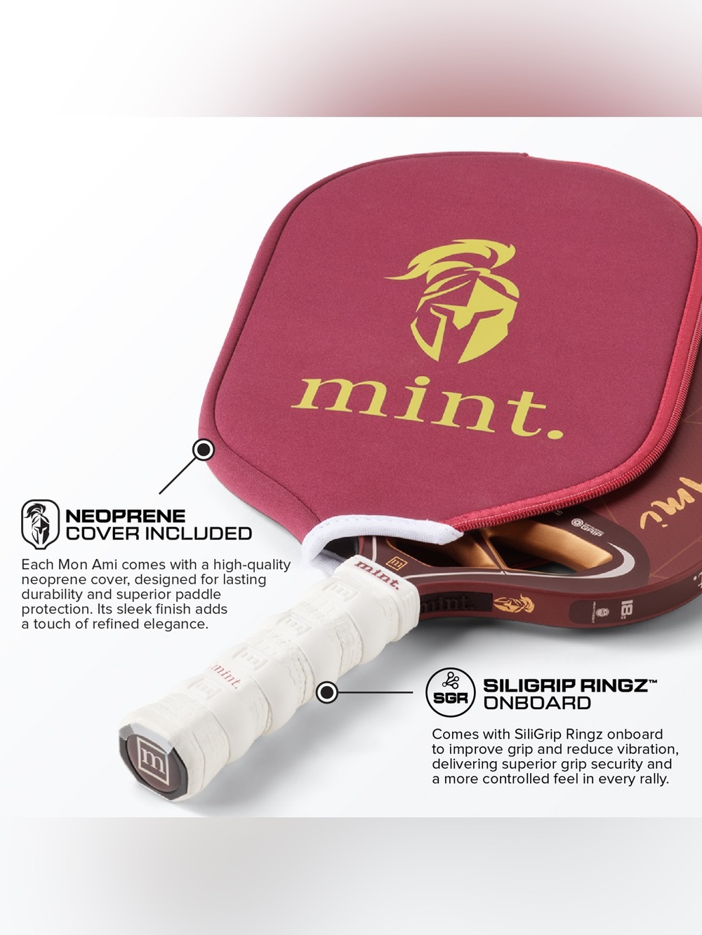 Mint Sport Mon Ami Kevlar / Carbon Fiber | 18mm Core Pickleball Paddle | NEW - Picture 6 of 16